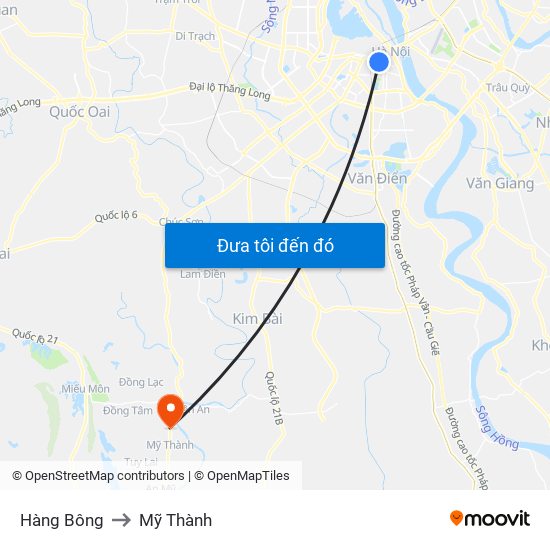 Hàng Bông to Mỹ Thành map