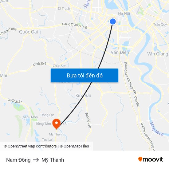 Nam Đồng to Mỹ Thành map