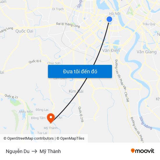 Nguyễn Du to Mỹ Thành map