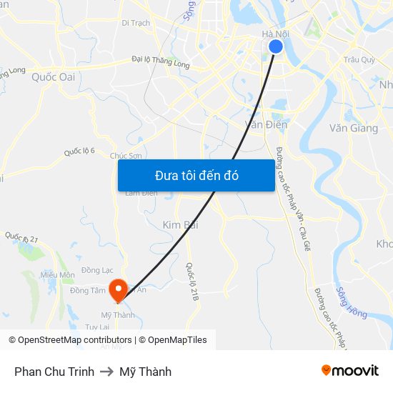 Phan Chu Trinh to Mỹ Thành map