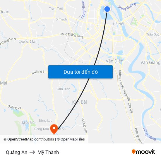 Quảng An to Mỹ Thành map