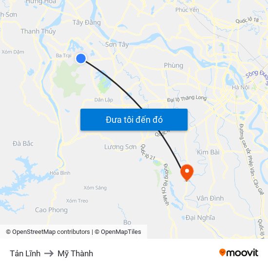 Tản Lĩnh to Mỹ Thành map