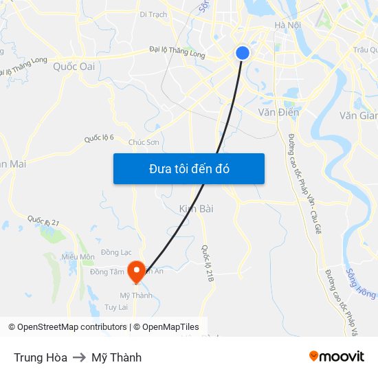 Trung Hòa to Mỹ Thành map