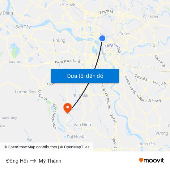 Đông Hội to Mỹ Thành map