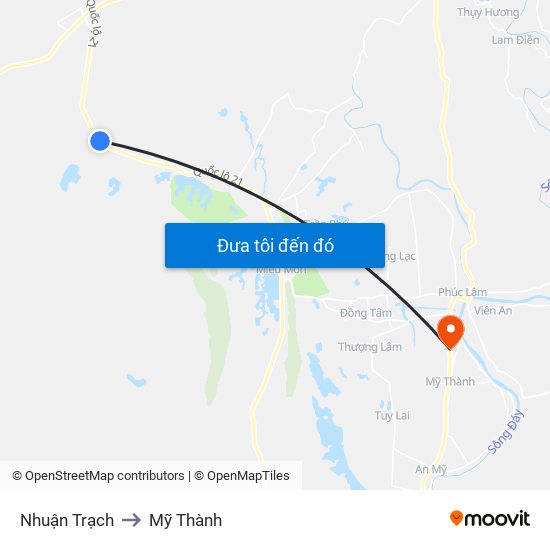 Nhuận Trạch to Mỹ Thành map