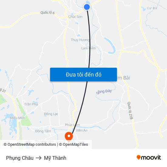 Phụng Châu to Mỹ Thành map