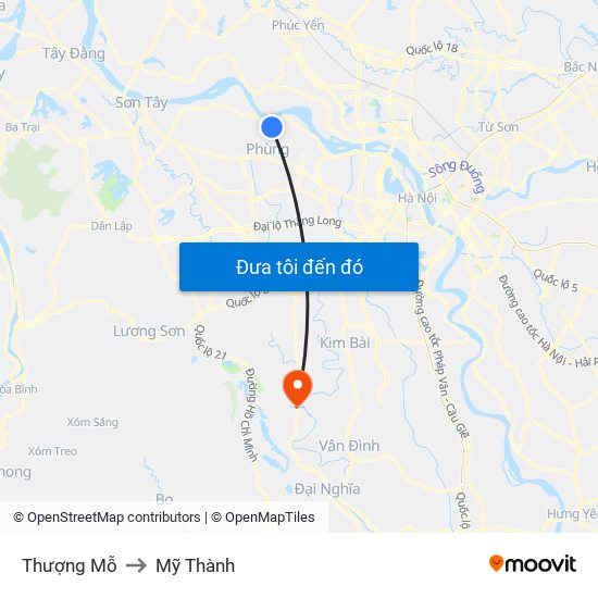 Thượng Mỗ to Mỹ Thành map