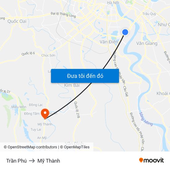 Trần Phú to Mỹ Thành map