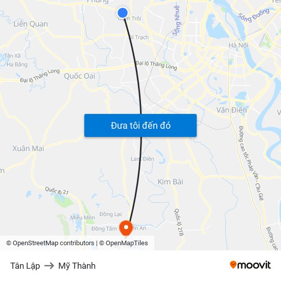 Tân Lập to Mỹ Thành map