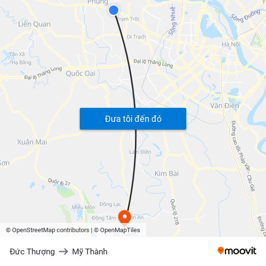 Đức Thượng to Mỹ Thành map