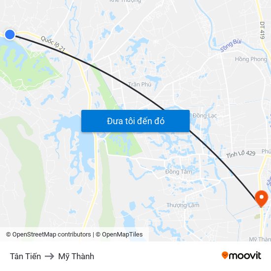 Tân Tiến to Mỹ Thành map