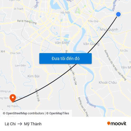 Lệ Chi to Mỹ Thành map