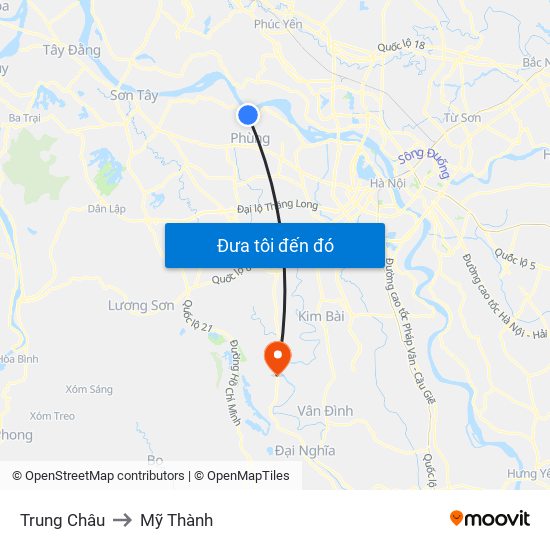 Trung Châu to Mỹ Thành map