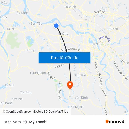 Vân Nam to Mỹ Thành map