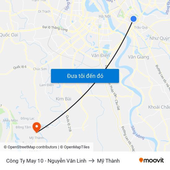 Công Ty May 10 - Nguyễn Văn Linh to Mỹ Thành map
