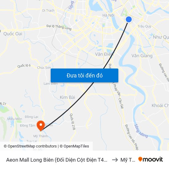 Aeon Mall Long Biên (Đối Diện Cột Điện T4a/2a-B Đường Cổ Linh) to Mỹ Thành map