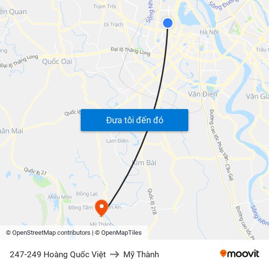 247-249 Hoàng Quốc Việt to Mỹ Thành map