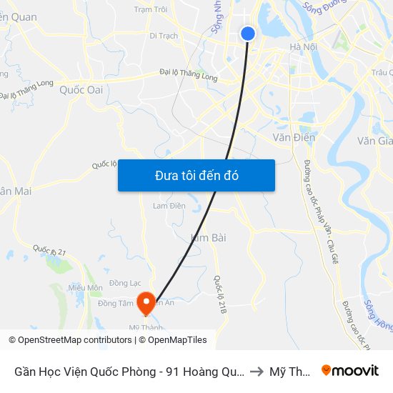 Gần Học Viện Quốc Phòng - 91 Hoàng Quốc Việt to Mỹ Thành map