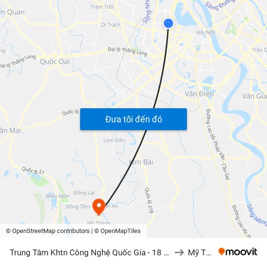 Trung Tâm Khtn Công Nghệ Quốc Gia - 18 Hoàng Quốc Việt to Mỹ Thành map