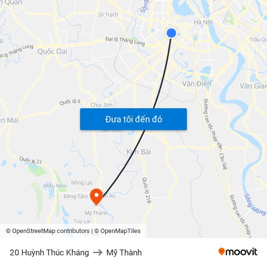 20 Huỳnh Thúc Kháng to Mỹ Thành map