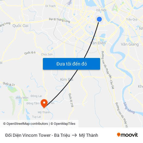 Đối Diện Vincom Tower - Bà Triệu to Mỹ Thành map