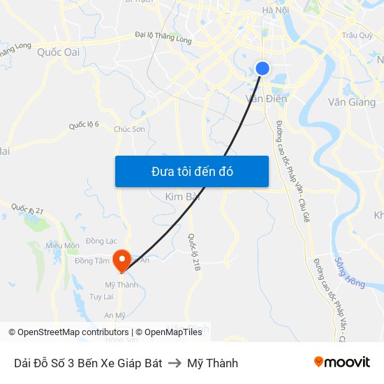 Dải Đỗ Số 3 Bến Xe Giáp Bát to Mỹ Thành map