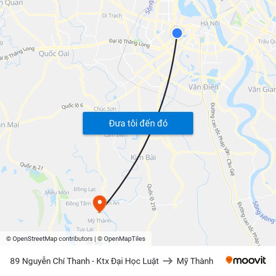 89 Nguyễn Chí Thanh - Ktx Đại Học Luật to Mỹ Thành map