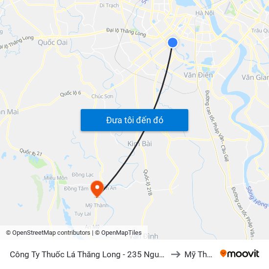 Công Ty Thuốc Lá Thăng Long - 235 Nguyễn Trãi to Mỹ Thành map