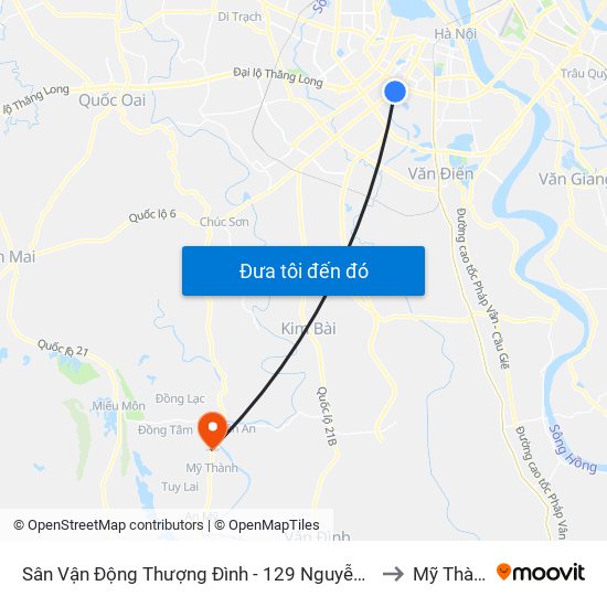 Sân Vận Động Thượng Đình - 129 Nguyễn Trãi to Mỹ Thành map