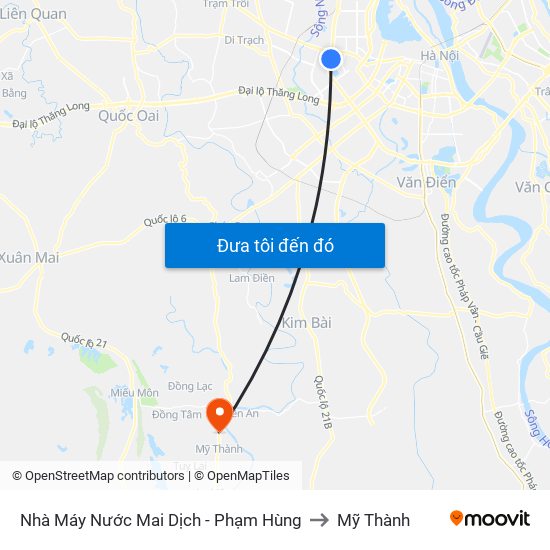 Nhà Máy Nước Mai Dịch - Phạm Hùng to Mỹ Thành map