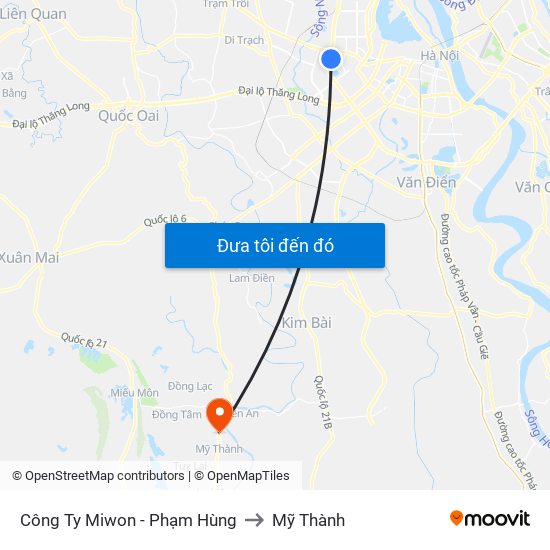 Công Ty Miwon - Phạm Hùng to Mỹ Thành map