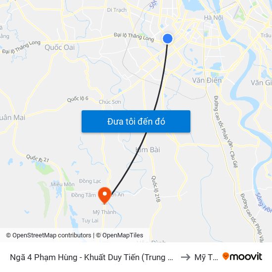 Ngã 4 Phạm Hùng - Khuất Duy Tiến (Trung Tâm Hội Nghị Quốc Gia) to Mỹ Thành map