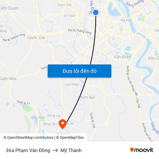36a Phạm Văn Đồng to Mỹ Thành map