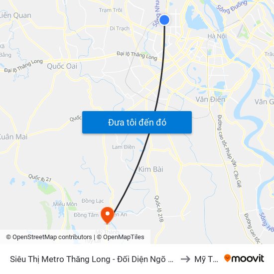 Siêu Thị Metro Thăng Long - Đối Diện Ngõ 599 Phạm Văn Đồng to Mỹ Thành map