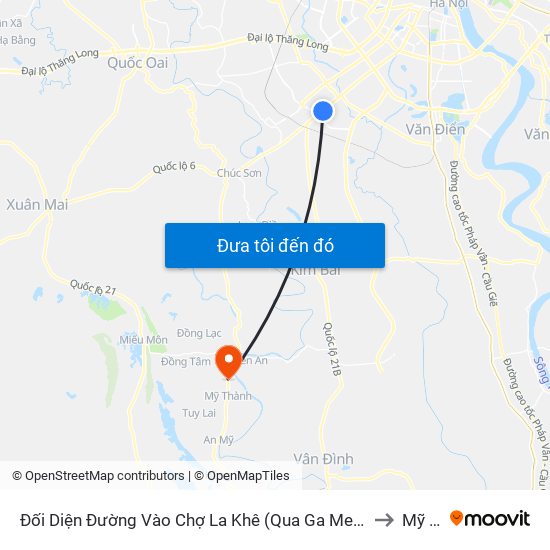 Đối Diện Đường Vào Chợ La Khê (Qua Ga Metro La Khê) - 405 Quang Trung (Hà Đông) to Mỹ Thành map