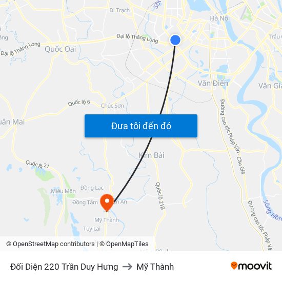 Đối Diện 220 Trần Duy Hưng to Mỹ Thành map