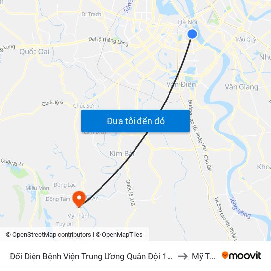 Đối Diện Bệnh Viện Trung Ương Quân Đội 108 - Trần Hưng Đạo to Mỹ Thành map