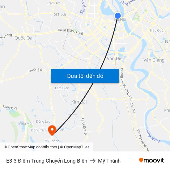 E3.3 Điểm Trung Chuyển Long Biên to Mỹ Thành map