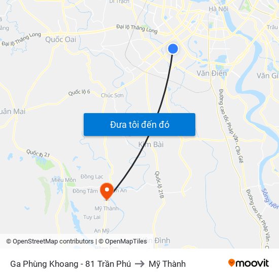 Ga Phùng Khoang - 81 Trần Phú to Mỹ Thành map