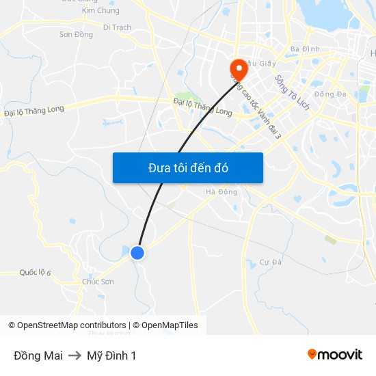 Đồng Mai to Mỹ Đình 1 map