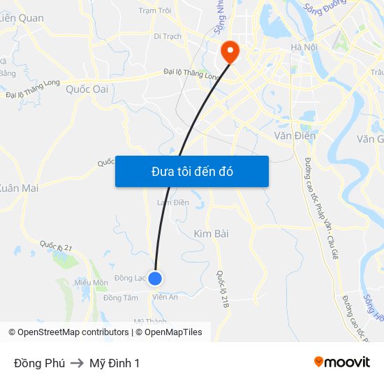 Đồng Phú to Mỹ Đình 1 map