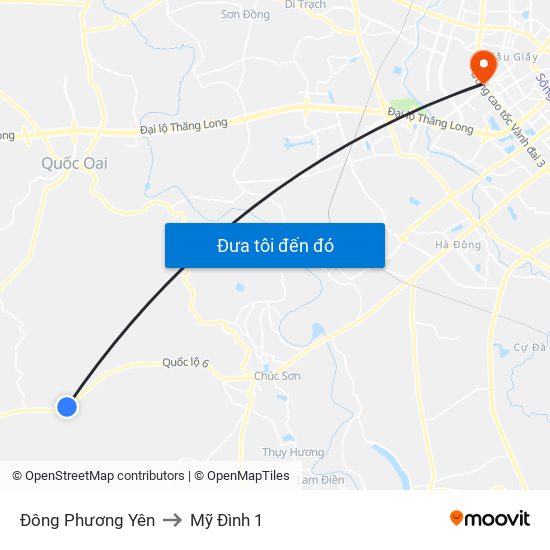 Đông Phương Yên to Mỹ Đình 1 map