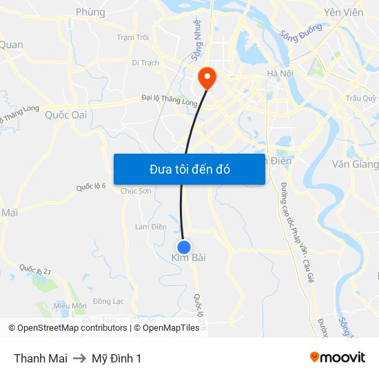 Thanh Mai to Mỹ Đình 1 map
