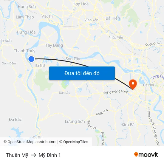 Thuần Mỹ to Mỹ Đình 1 map