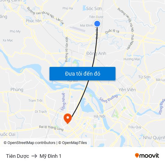 Tiên Dược to Mỹ Đình 1 map