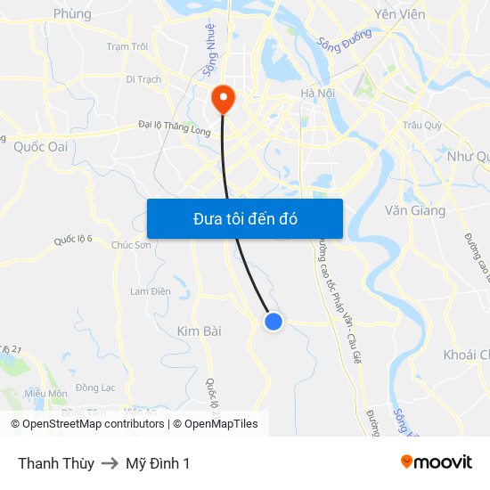 Thanh Thùy to Mỹ Đình 1 map