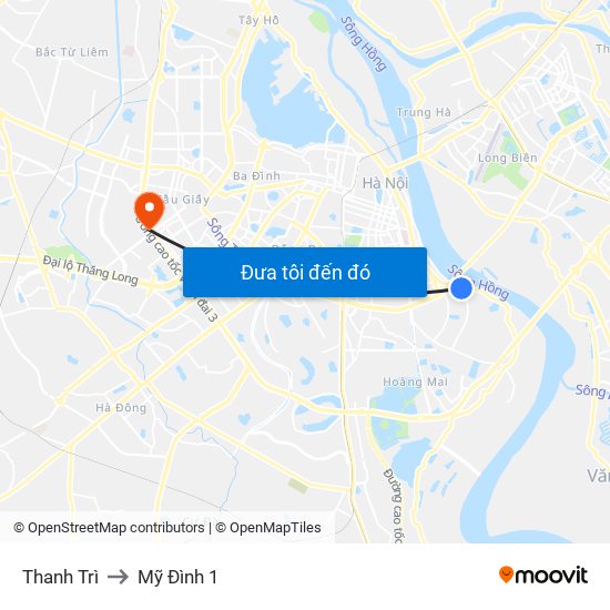 Thanh Trì to Mỹ Đình 1 map