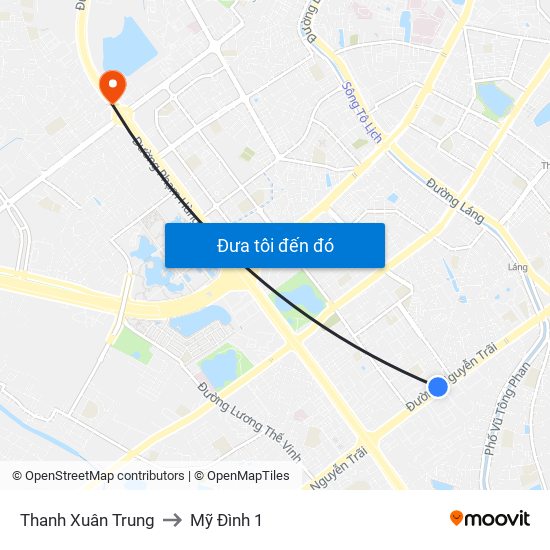 Thanh Xuân Trung to Mỹ Đình 1 map