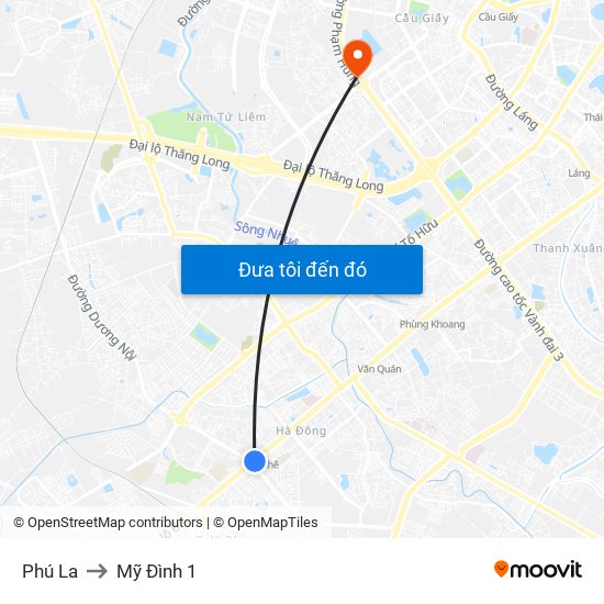 Phú La to Mỹ Đình 1 map
