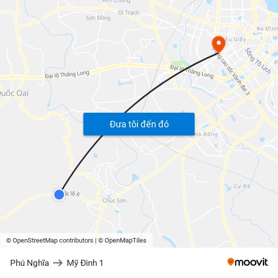 Phú Nghĩa to Mỹ Đình 1 map